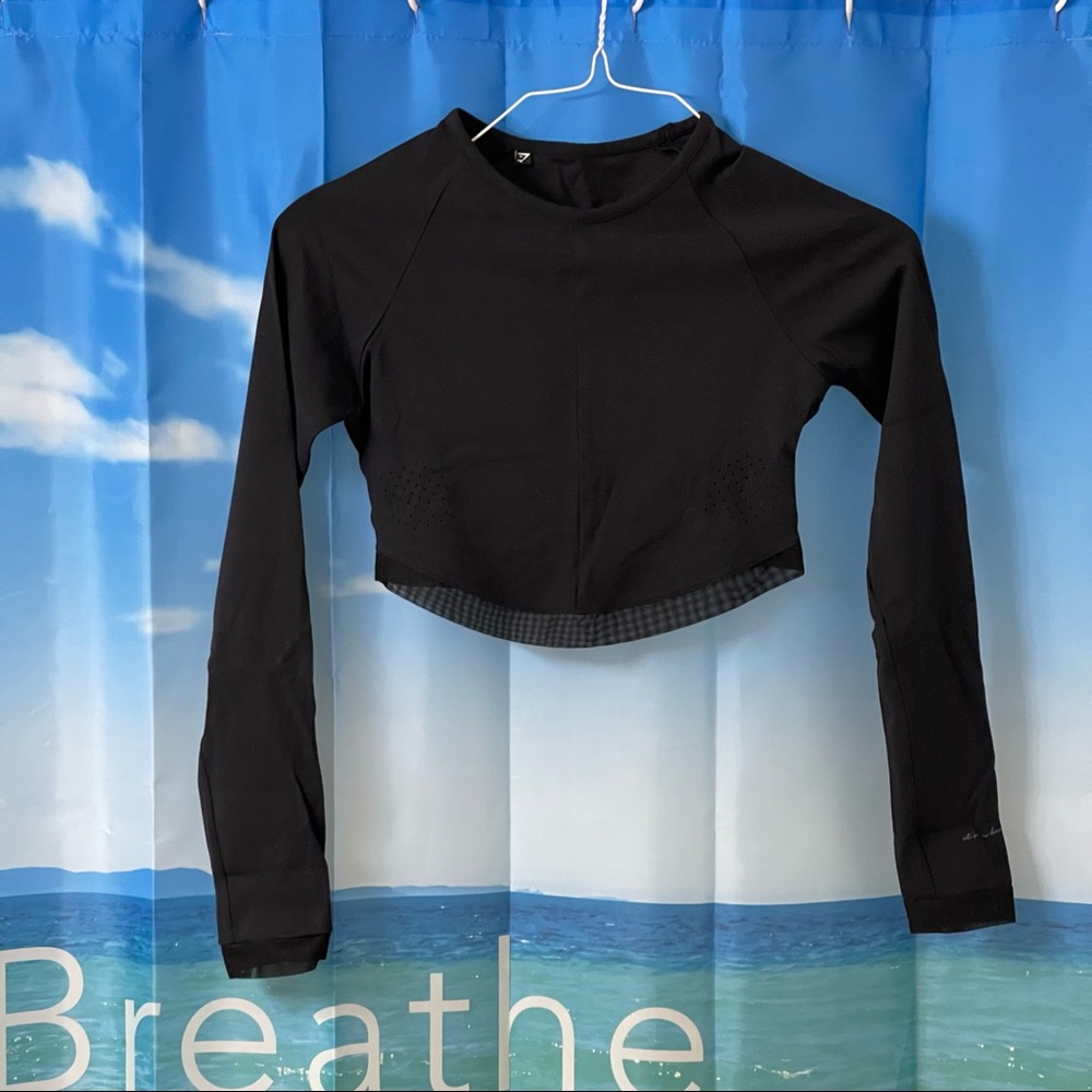 Gymshark Whitney Simmons V1 Long Sleeve Crop Shirt Black Workout Gym Top Size XS